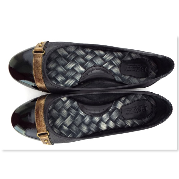 BORN Black Leather Cap Toe Ballet Flats 7 - Picture 3 of 8